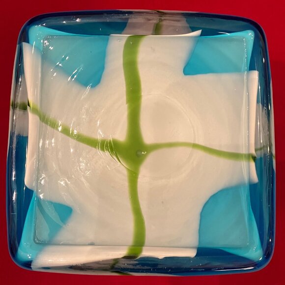 Fused Glass Turquoise Rectangular Plant Holder - Picture 3 of 8